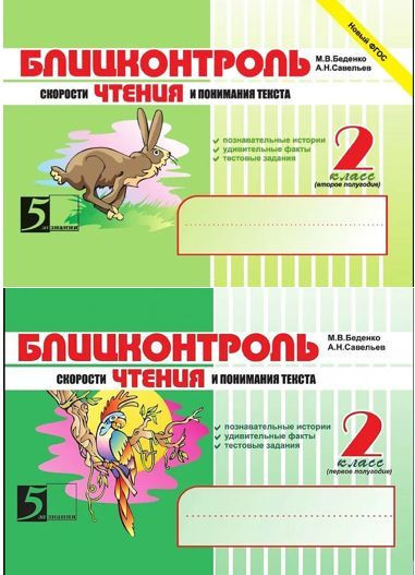 Блицконтроль скорости чтения и понимания текста 2 класс КОМПЛЕКТ Первое и второе полугодие Беденко